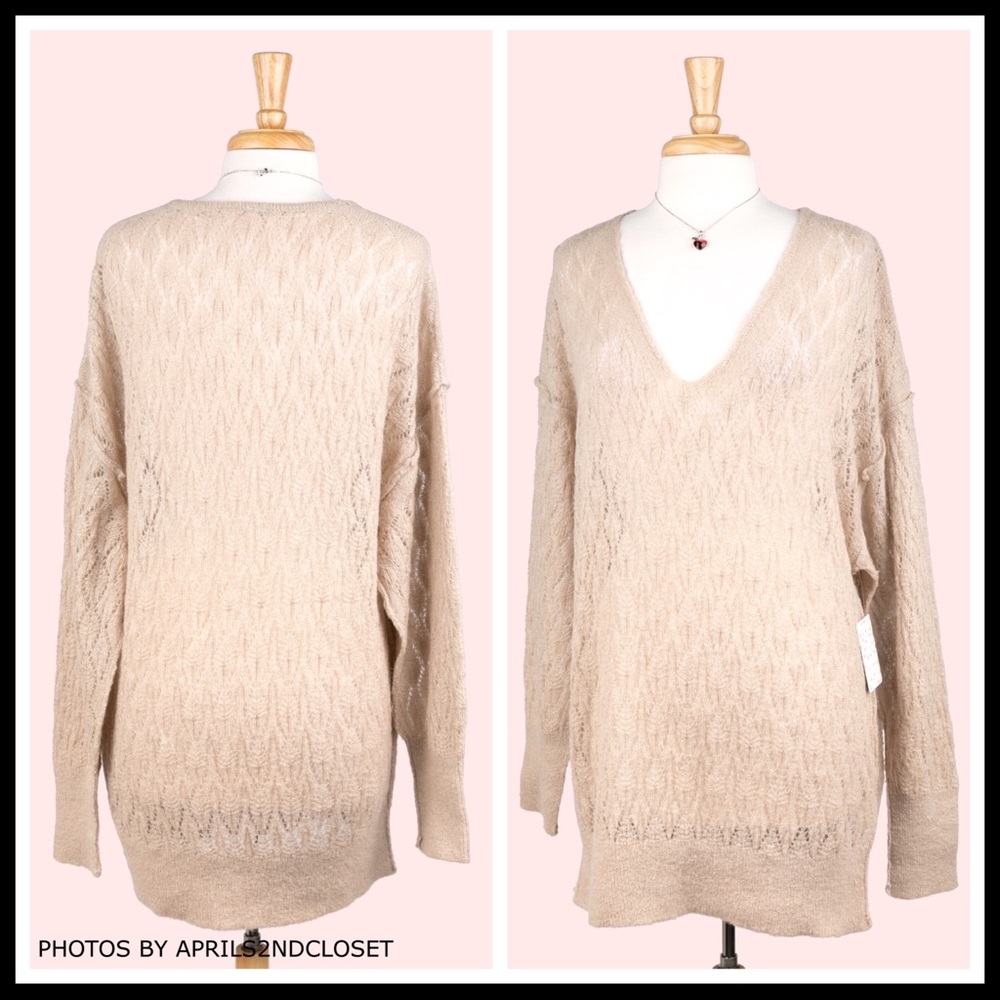 FREE PEOPLE BOHO PULLOVER V-NECK TUNIC SWEATER A2C - Picture 6 of 16